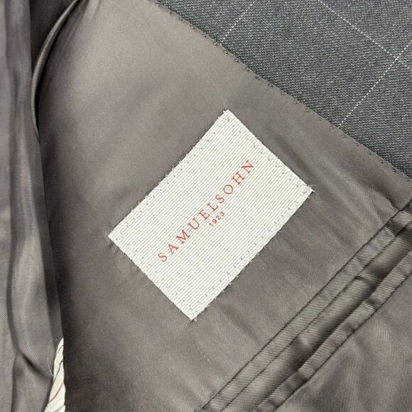 Samuelsohn Blazer Current Windowpane Wool Sport Coat Grey Canada 40 R - Picture 7 of 9
